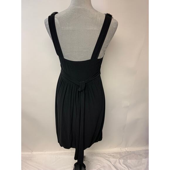 Dress  Black Mini Bubble Hem Dark Coquette Feminine Vacation Wear Pleated SZ M - Picture 3 of 8